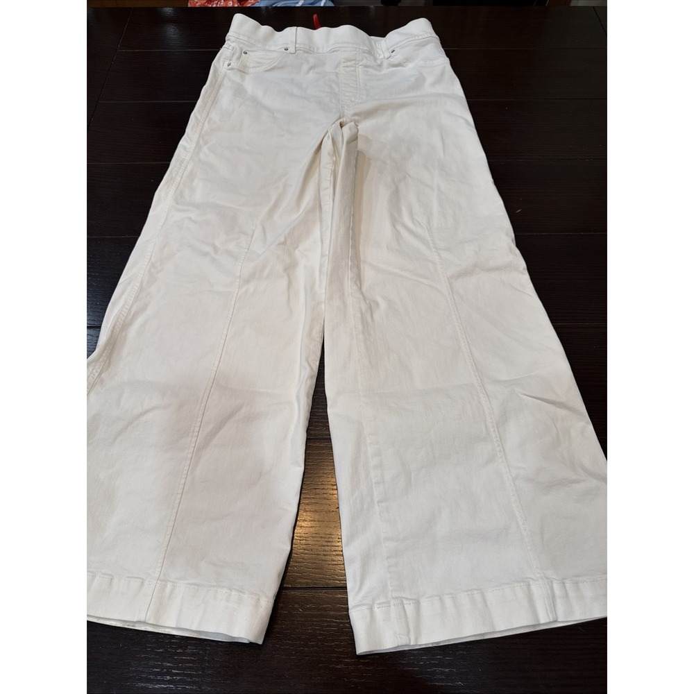 SPANX Seamed Front Wide Leg Ecru Wash Pull-on Jeans Ivory Off White Sz 2X